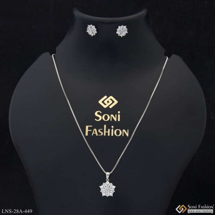 Silver diamond necklace and earrings set by brand, Style A449