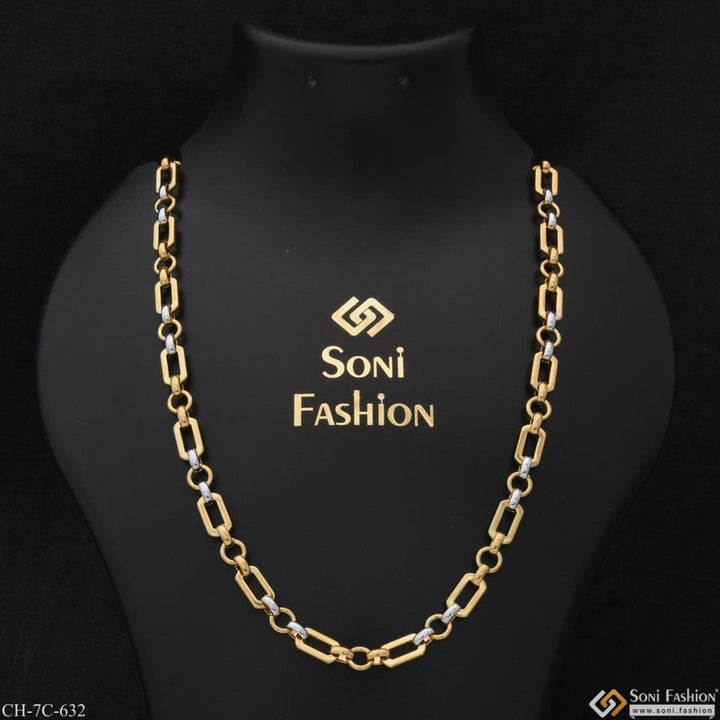 Silver & Gold Color Glittering Design Stainless Steel Chain