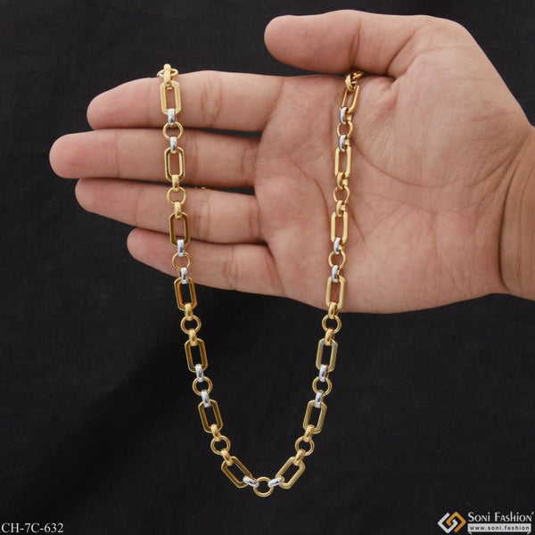 Silver & Gold Color Glittering Design Stainless Steel Chain