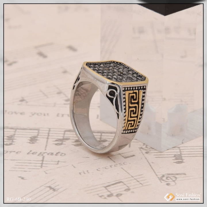 Silver & gold with diamond fancy design high-quality ring