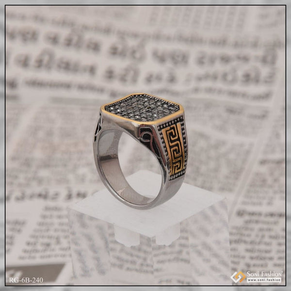 Silver & gold with diamond fancy design high-quality ring