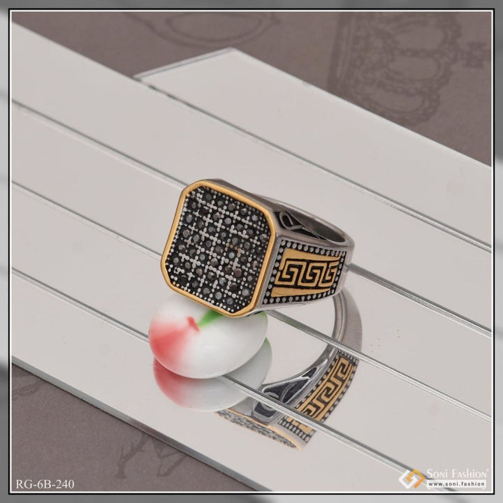 Silver & gold with diamond fancy design high-quality ring