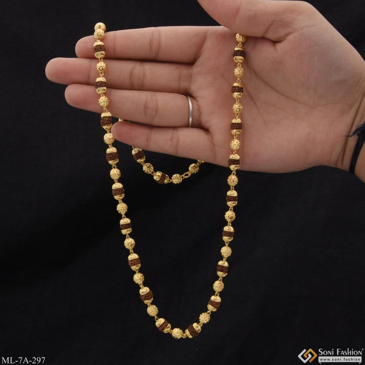 Sophisticated Design Antique Gold Plated Rudraksha Mala For