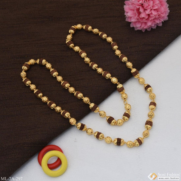 Sophisticated Design Antique Gold Plated Rudraksha Mala For