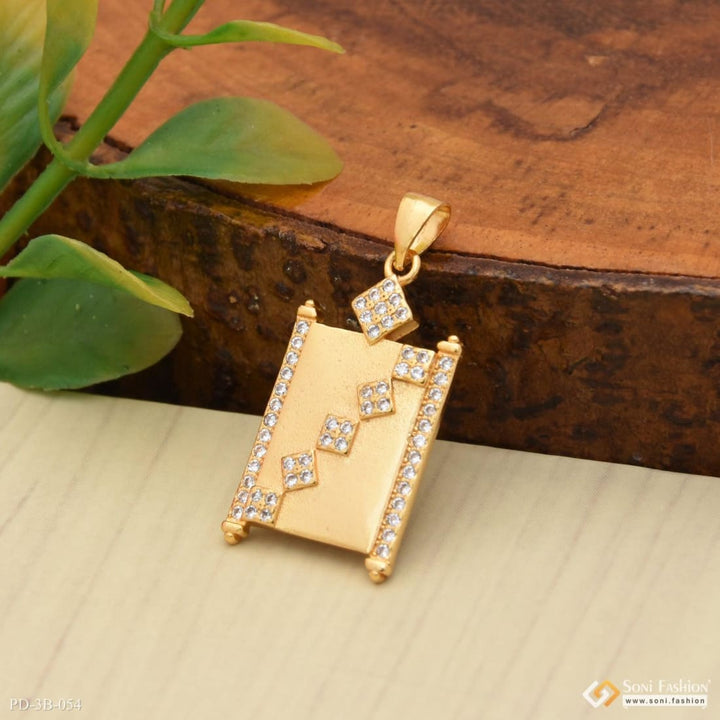 Square with diamond lovely design high-quality gold plated