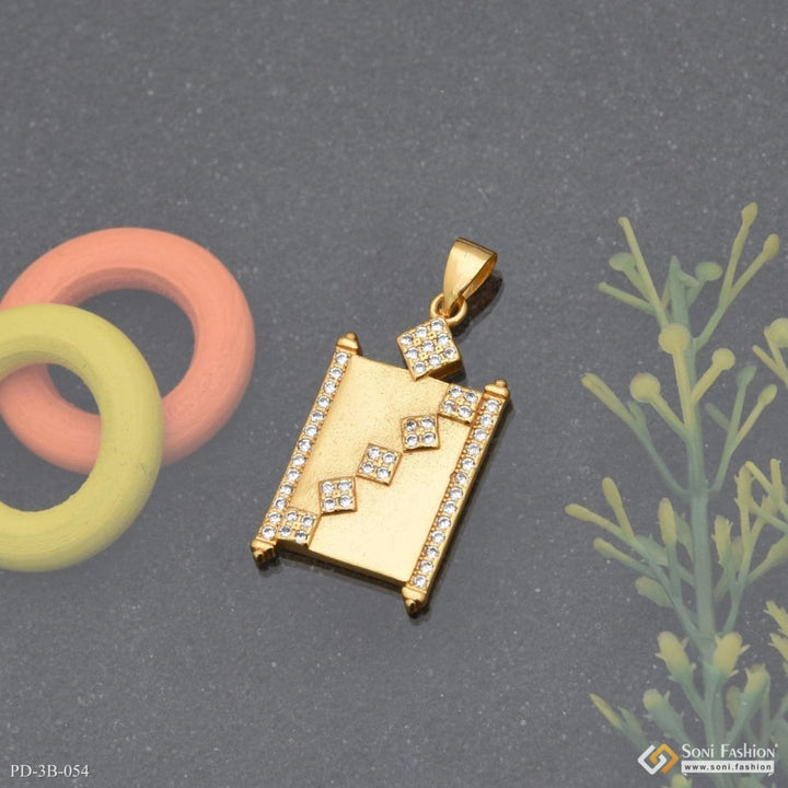 Square with diamond lovely design high-quality gold plated