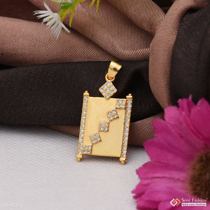 Square with diamond lovely design high-quality gold plated