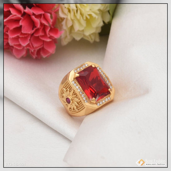 Red stone with diamond stunning design superior quality ring