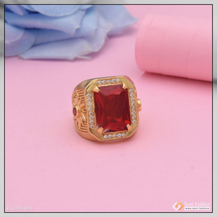 Red stone with diamond stunning design superior quality ring