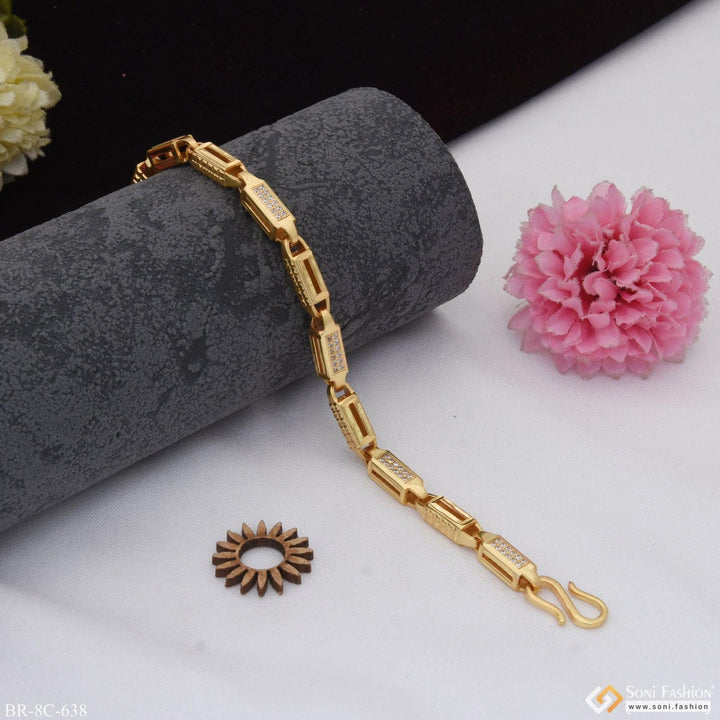 Stunning Design With Diamond Funky Gold Plated Bracelet For