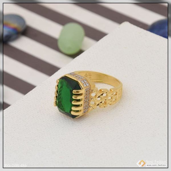 1 gram gold plated green stone with diamond popular design