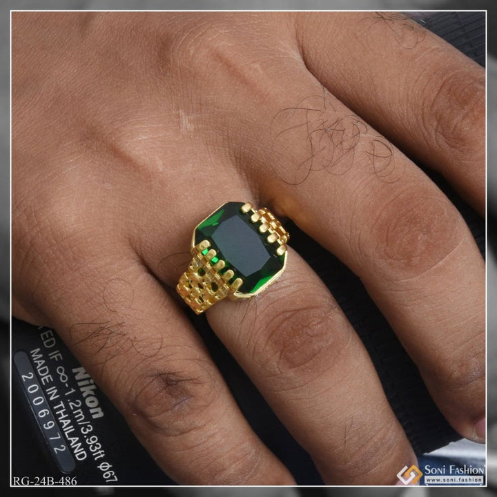 1 gram gold plated green stone with diamond popular design