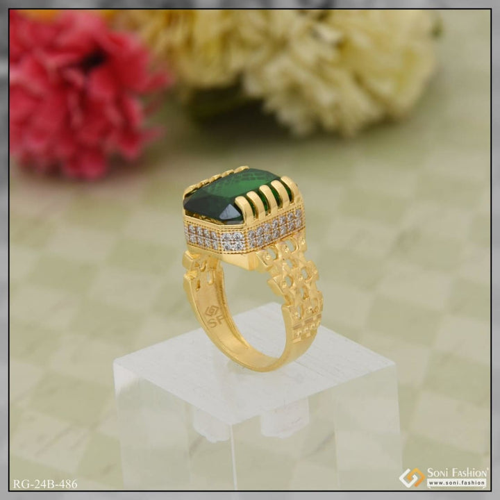 1 gram gold plated green stone with diamond popular design