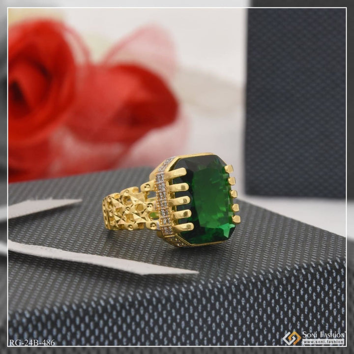 1 gram gold plated green stone with diamond popular design