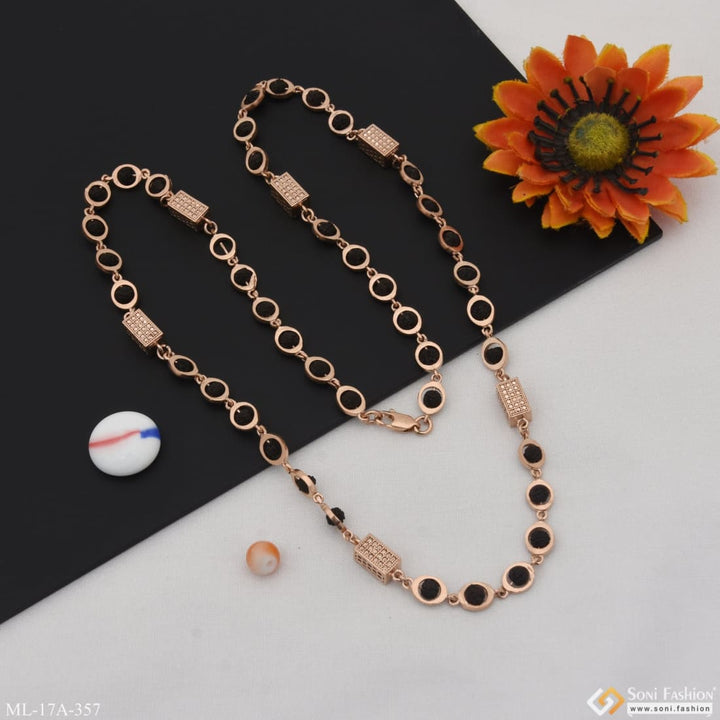 Stylish Design Excellent Rose Gold Color Rudraksha Mala For