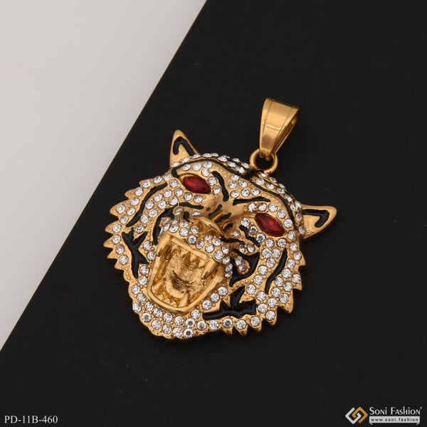 Tiger with diamond sophisticated design gold plated pendant