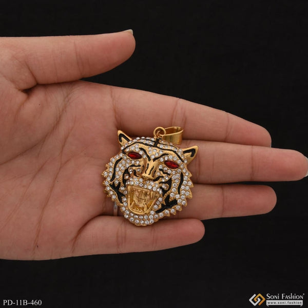 Tiger with diamond sophisticated design gold plated pendant