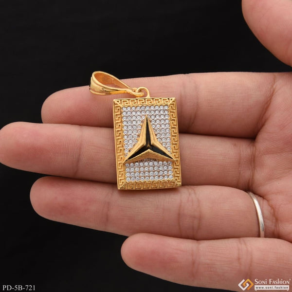 Triangle With Diamond Glittering Design Gold Plated Pendant