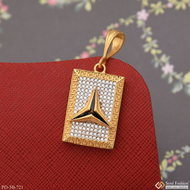 Triangle With Diamond Glittering Design Gold Plated Pendant