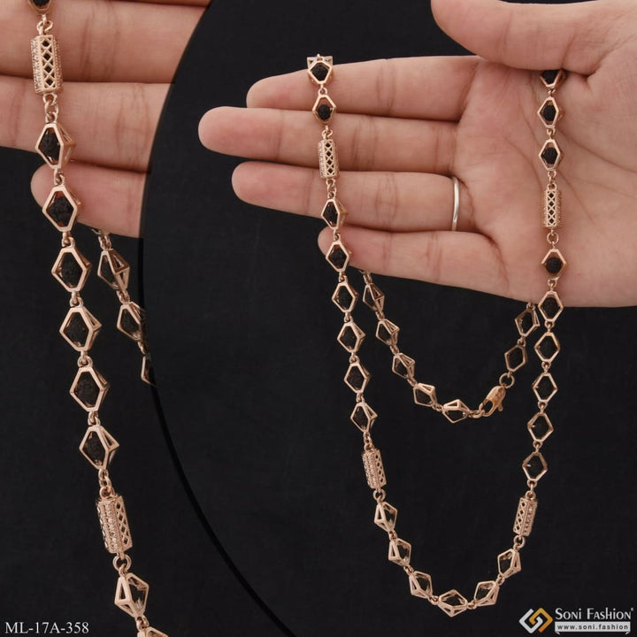 Unique Design Glittering Rose Gold Color Rudraksha Mala For