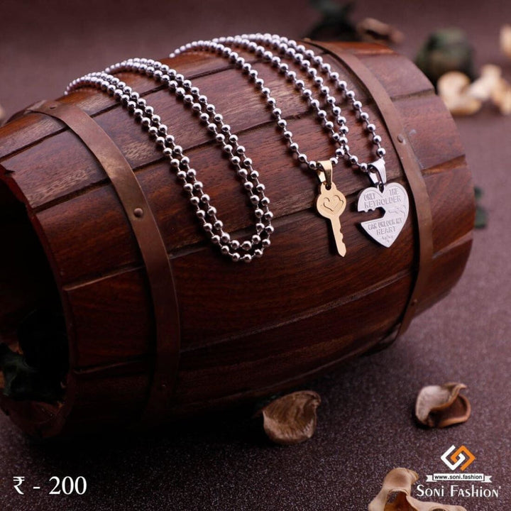 Unlock Hearth With Key Locket 2 Chain For Valentine Gift