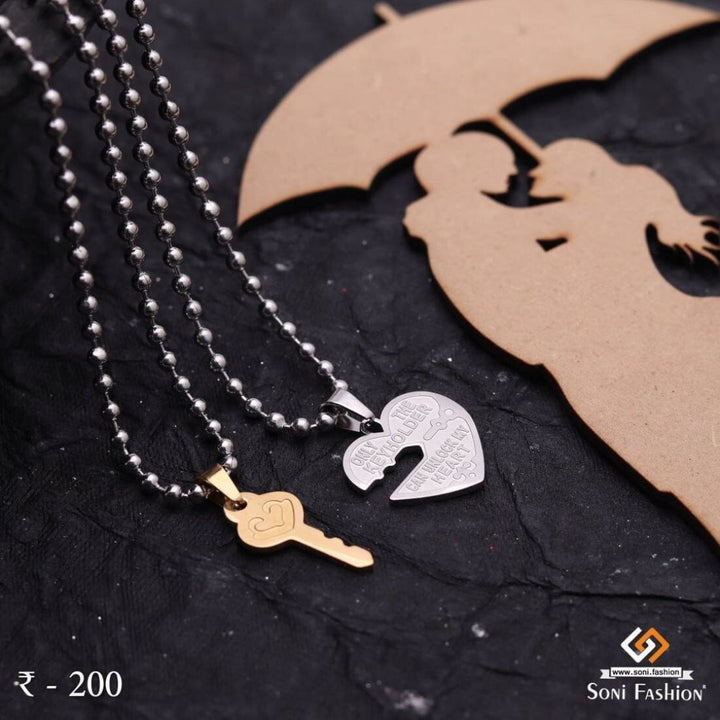 Unlock Hearth With Key Locket 2 Chain For Valentine Gift