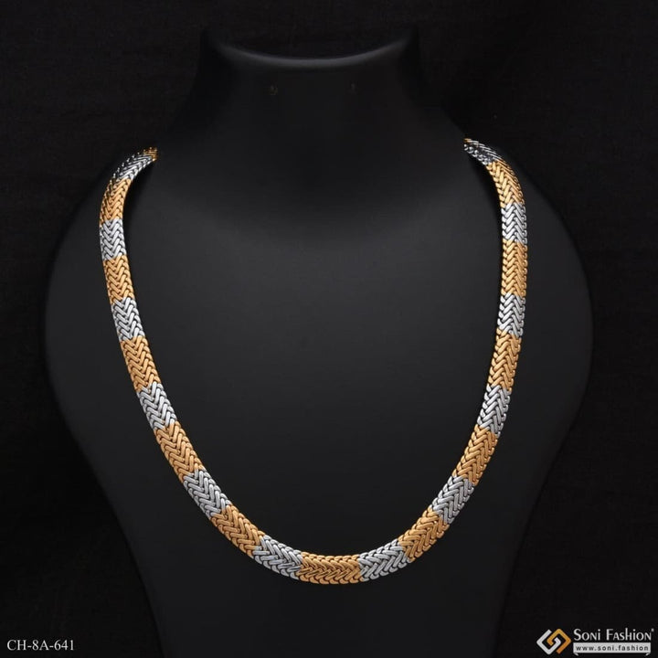 Dual Color Golden-silver Chain Necklace on Mannequin Display