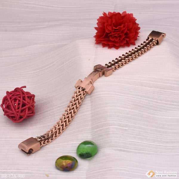 Rose gold stainless steel bracelet with flower and ball design in Very Best Design Premium Quality - Style A900