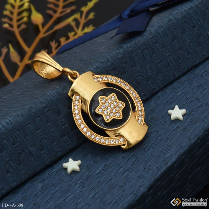 Very best star in black round with diamond gold plated