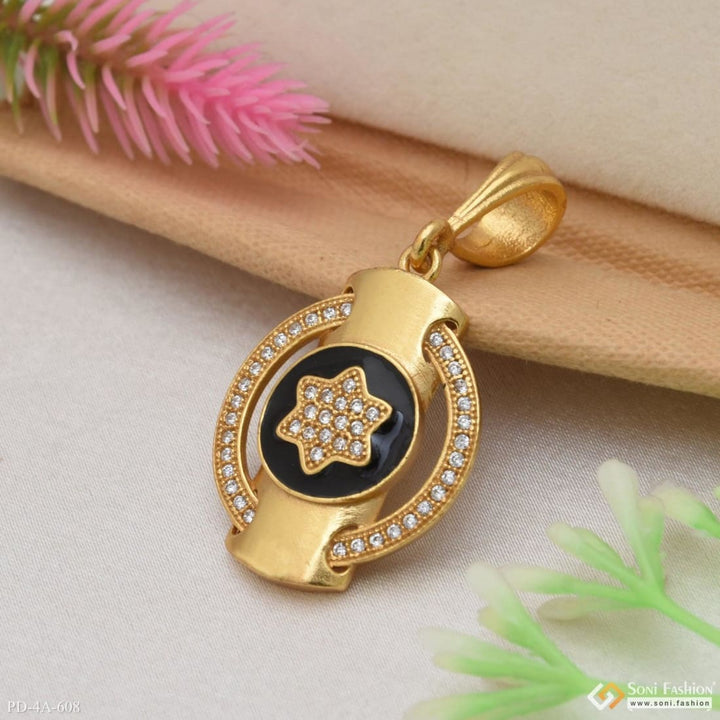 Very best star in black round with diamond gold plated