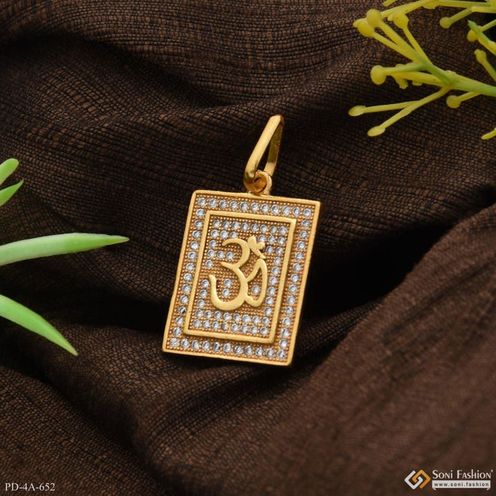 Very high quality om with diamond background in gold plated