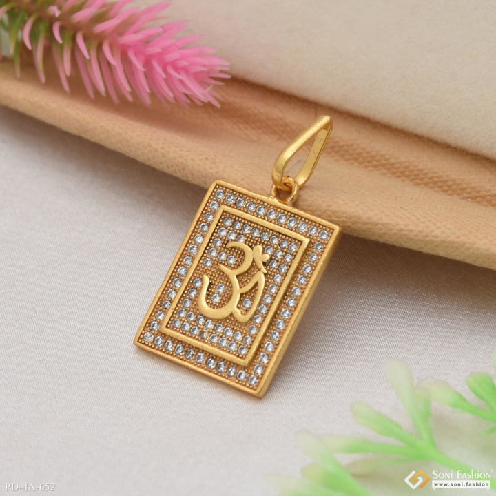 Very high quality om with diamond background in gold plated