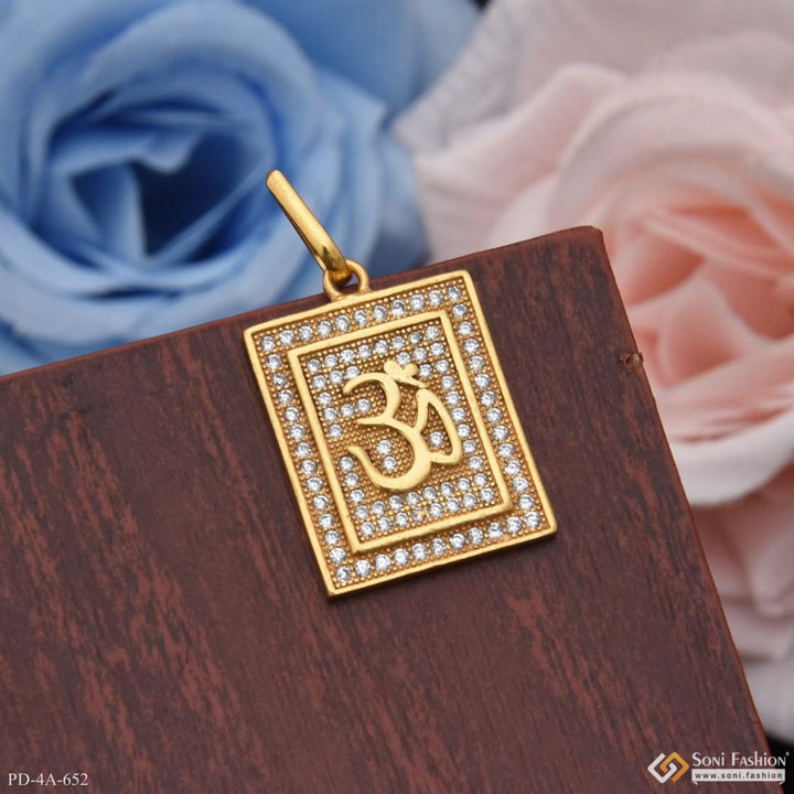 Very high quality om with diamond background in gold plated