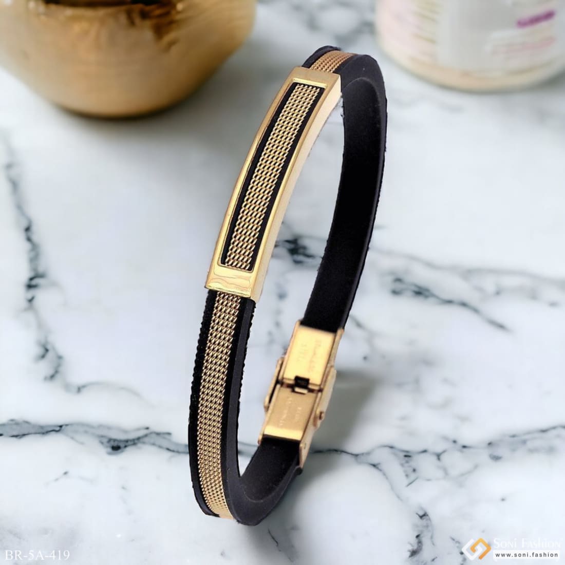 Men's black hot sale rubber bracelet