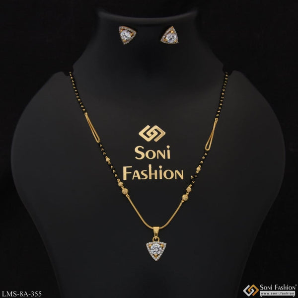 White Stone Eye-catching Design Gold Plated Mangalsutra Set