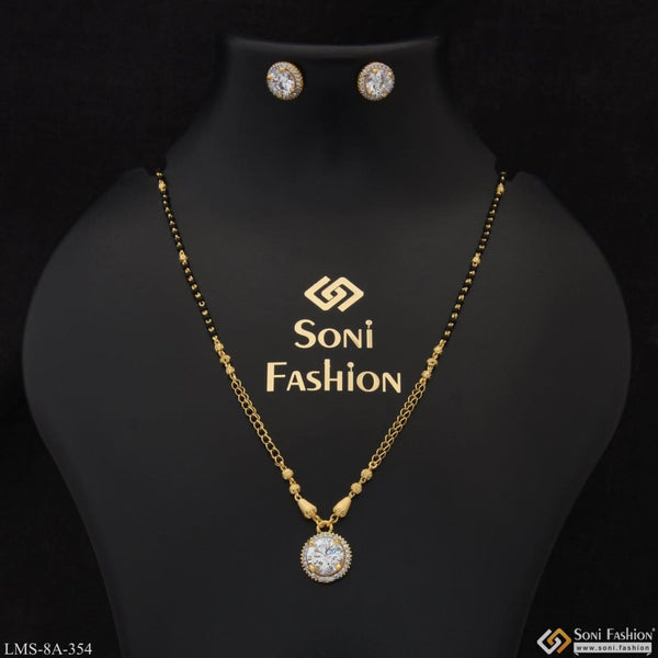 White Stone Graceful Design Gold Plated Mangalsutra Set For