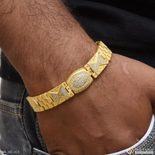 1 Gram Gold Plated Round with Diamond Sophisticated Design Bracelet - Style C024