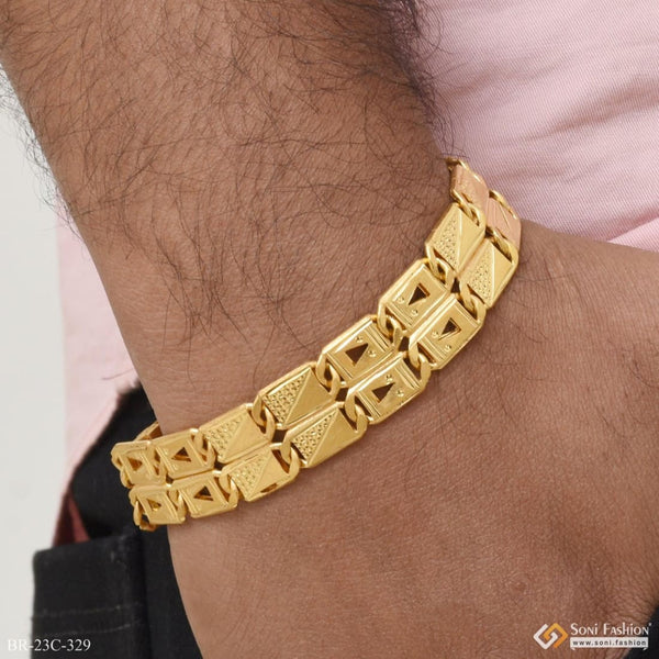 1 Gram Gold Plated 2 Line Triangle Nawabi Bracelet - Style C329