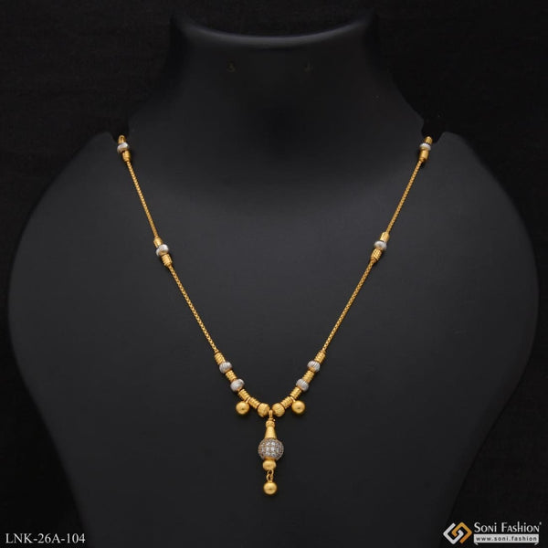 1 Gram Gold Plated with Diamond Classic Design Necklace for Ladies - Style A104