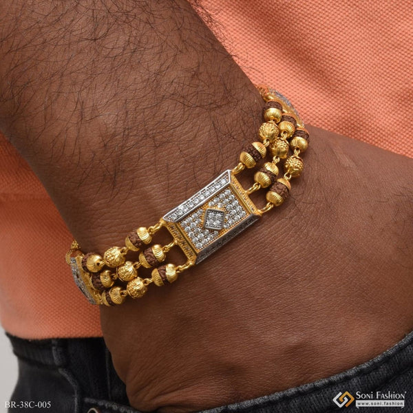 1 Gram Gold Plated Swastik with Diamond Best Quality Bracelet for Men - Style C005